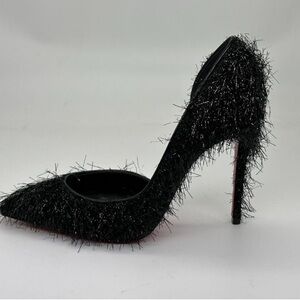 Christian Louboutin IRIZA 100 Yeti Lurex
Fuzzy Half D'Orsay Heel Pump Shoes